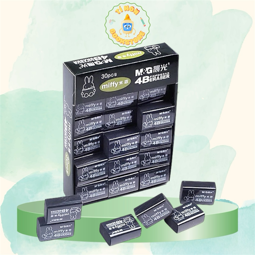Combo ยางลบ Miffy M&G 4B 2/5 ชิ้น – สีดํา, Super Clean, ฝุ่นน้อย | เล่มเล็กStore
