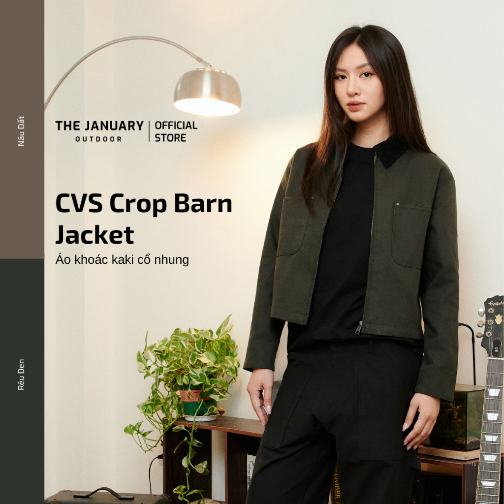 CVS Crop Barn Jacket เสื้อแจ็คเก็ตคอปกกํามะหยี่สีกากีสําหรับผู้ชายและผู้หญิงหลวม Format Vintage วัสด