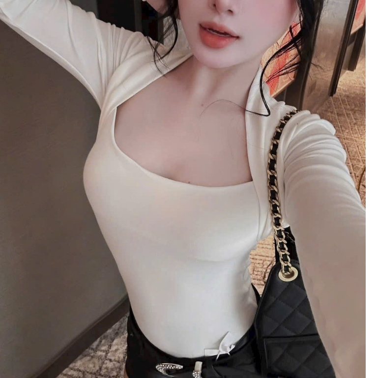 สไตล์ใหม่เซ็กซี่บุคลิกภาพ U คอ Bodycon เสื้อ ADT083