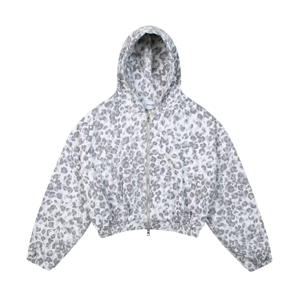 BOXY FORM GREY LEOPARD SKIN PATTERN JACKET