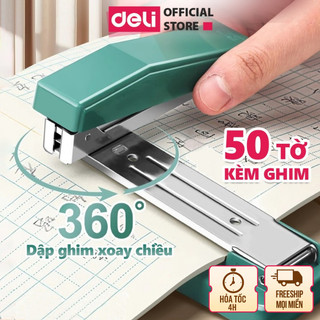 [🔥49K] Dập ghim ghim bấm xoay chiều 360 độ 100 Trang Deli cao cấp sử dụng học sinh văn phòng