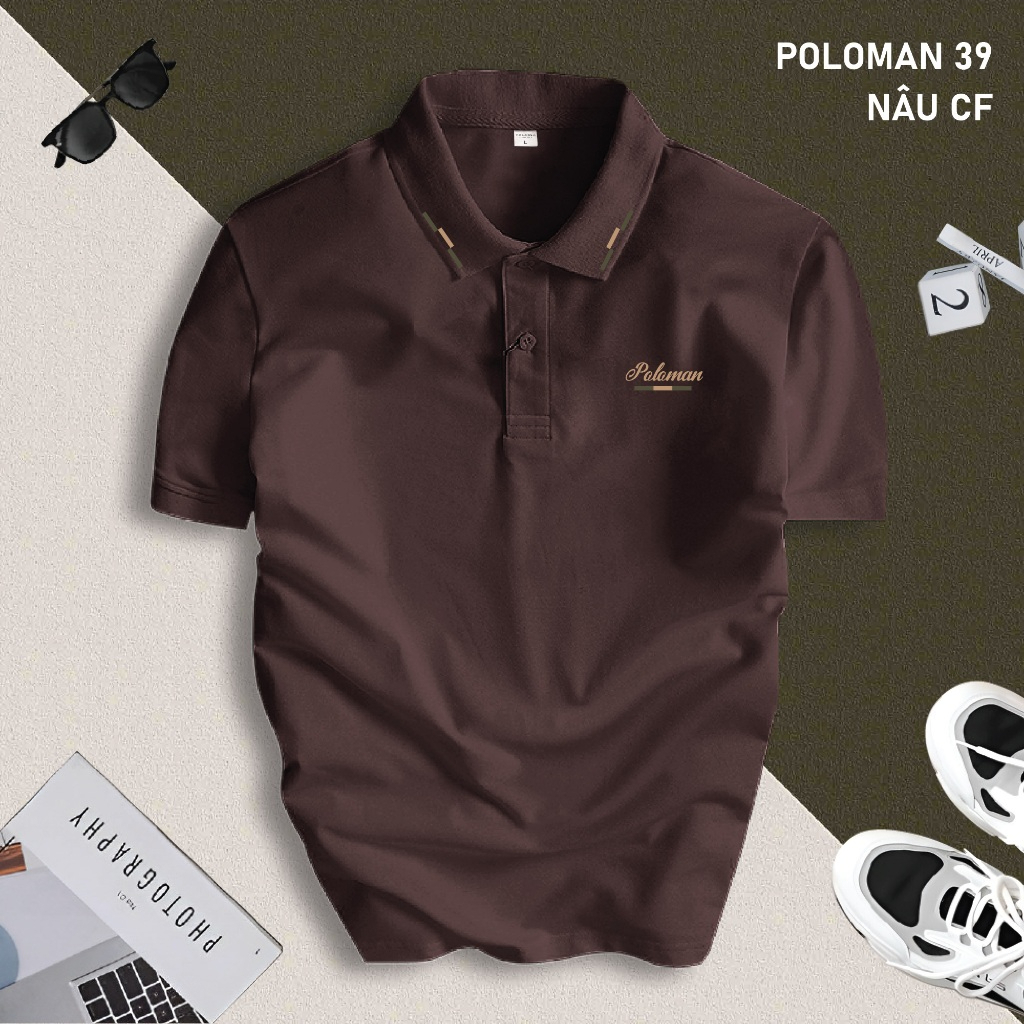 POLOMAN 39 Basic เสื้อยืดโปโลผู้ชายคอปกเปิด หนังจระเข้ CVC