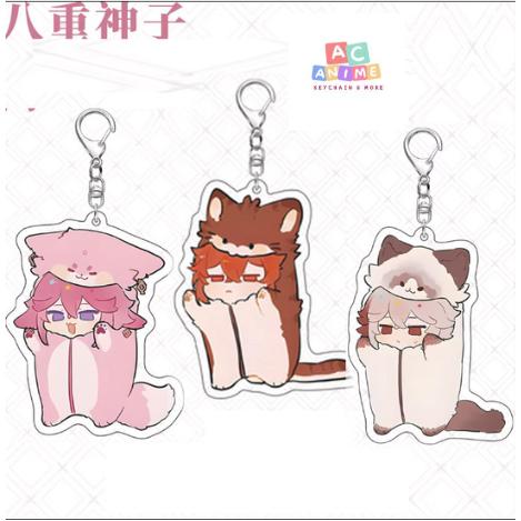อะนิเมะเกมพวงกุญแจน่ารักการ์ตูนสัตว์แมว Yae Miko Kaedehara Kazuha Tartaglia Nahida Wanderer พวงกุญแจ