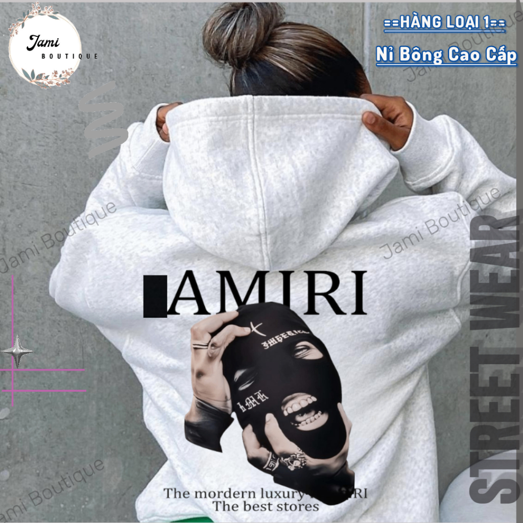 เสื้อฮู้ด AMIRI ทรงหลวม ผ้าสักหลาดผ้าฝ้าย/ขาปู 360 แกรม ซักได้ ไม่มี Ruffles,_HD074