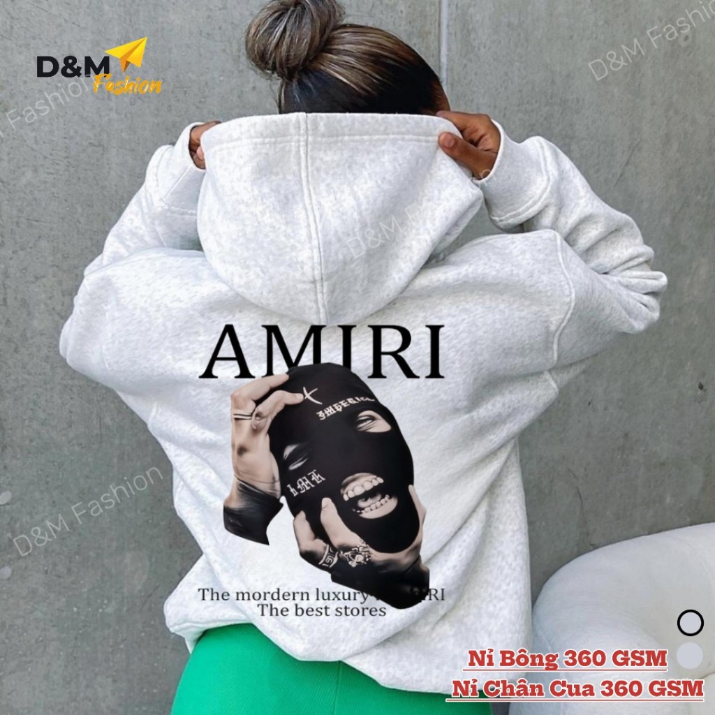 [ใหม่] เสื้อฮู้ด AMIRI / เสื้อกันหนาว ทรงหลวม ผ้าสักหลาดผ้าฝ้าย 360 แกรม ซักได้ ไม่มี Ruffles_HD074