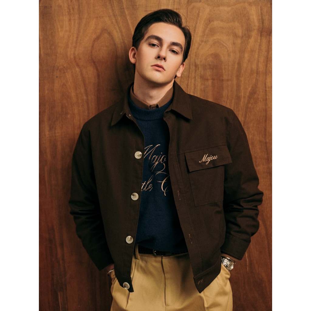 เสื้อแจ็คเก็ตสีกากีผู้ชาย St.Tropez Loose Crop | 0064 | มาโจ