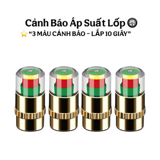 Bộ 4 Nắp Van Lốp Xe Cảnh Báo Áp Suất Lốp 3 Màu Hiển Thị Kiểm Tra Dễ Dàng Bằng Mắt