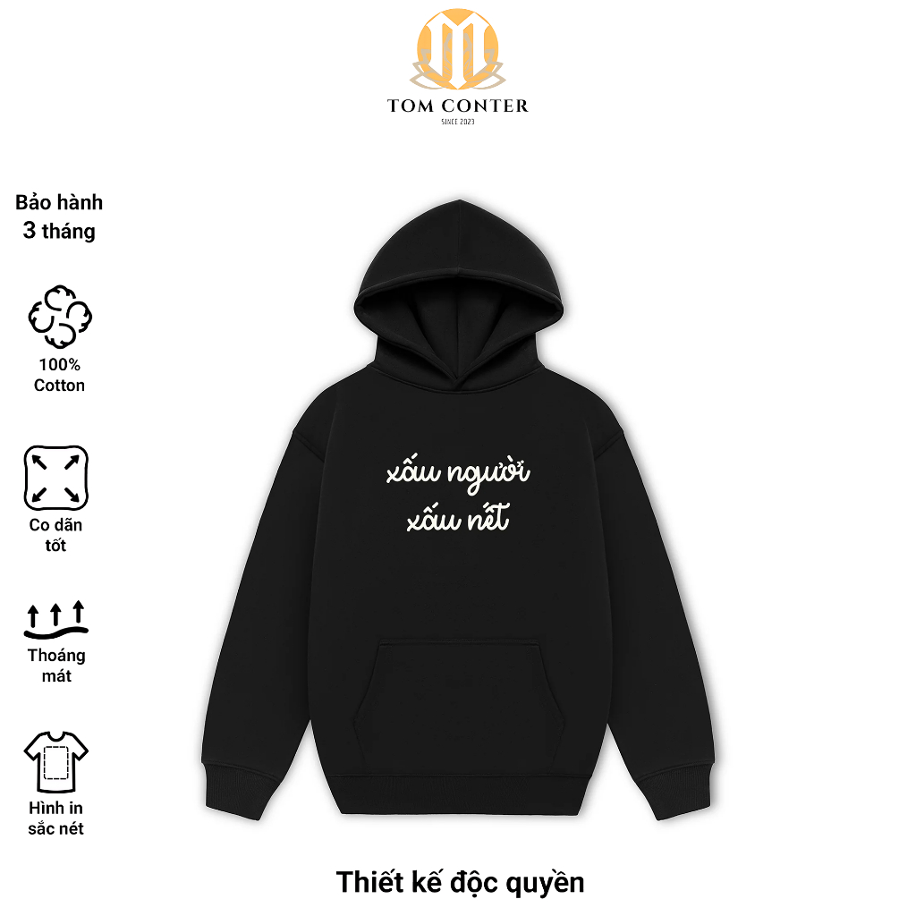 Hoodie XN – แบรนด์ท้องถิ่น Unisex Loose Form, Cotton 100% – "Unique Design