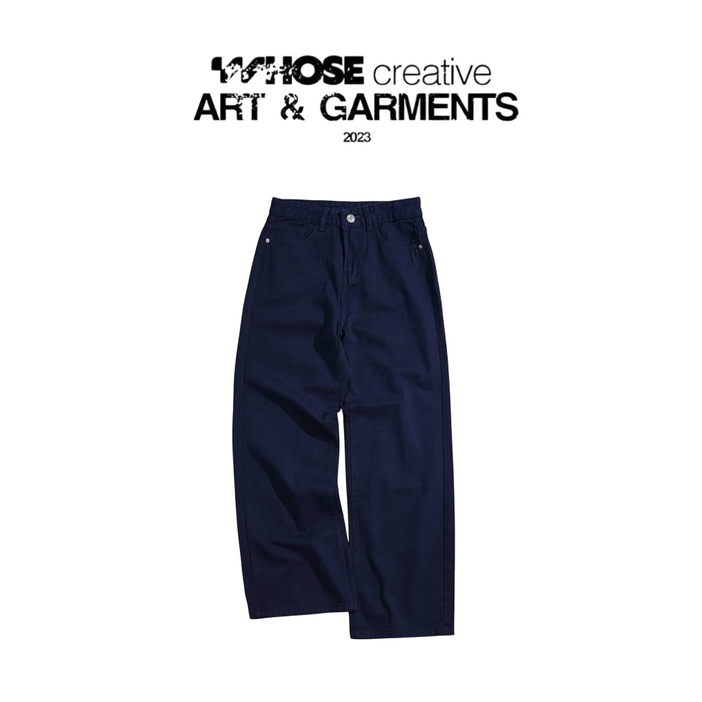 MIDNIGHT NAVY WIDE STRAIGHT JEANS WHOSE - กางเกงยีนส์ขากว้าง STRAIGHT Hoes Studio 516
