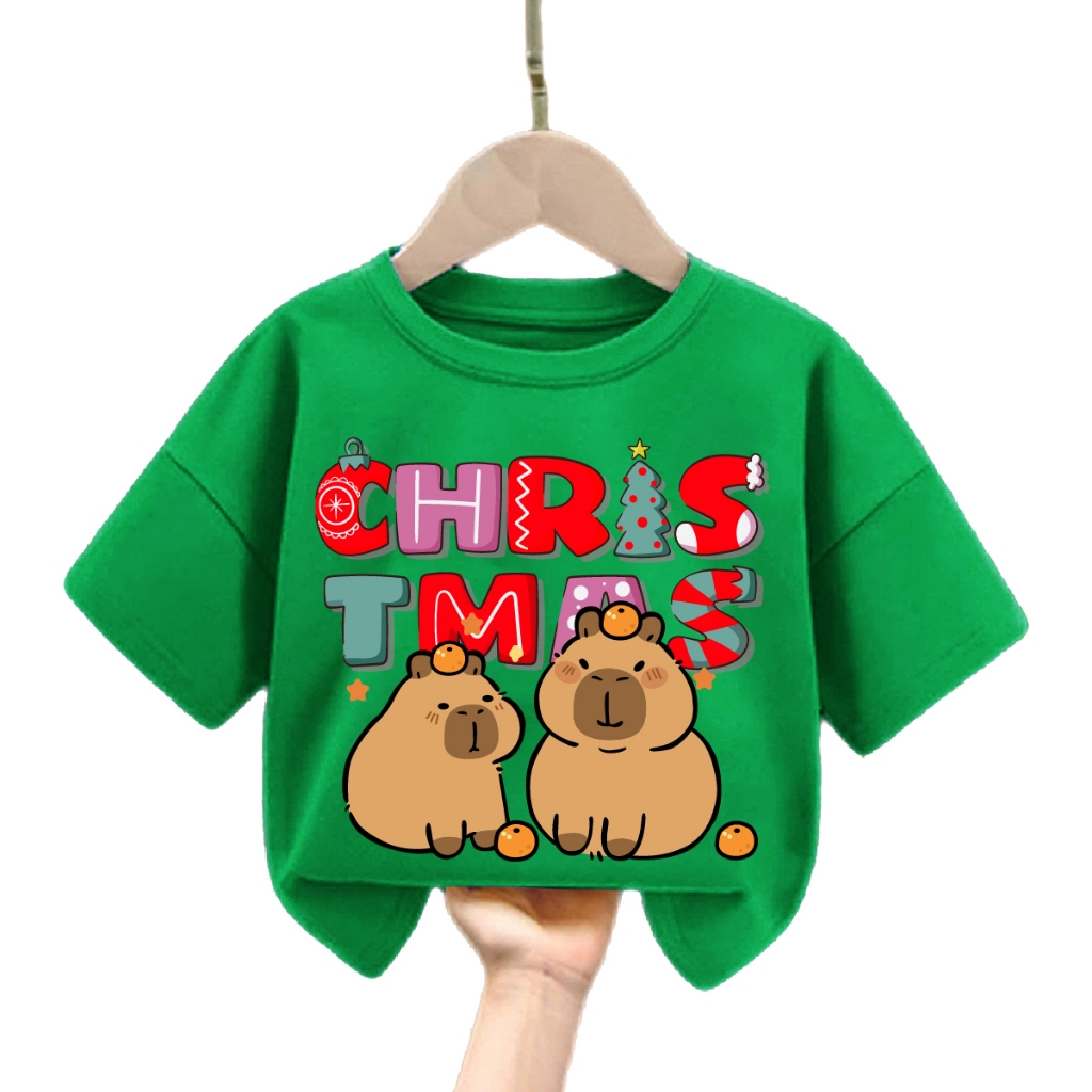 Combo 3 capybara chris tmas เสื้อยืดสําหรับเด็กชายและเด็กหญิง 6kg-32kg.ALBB17 -MT