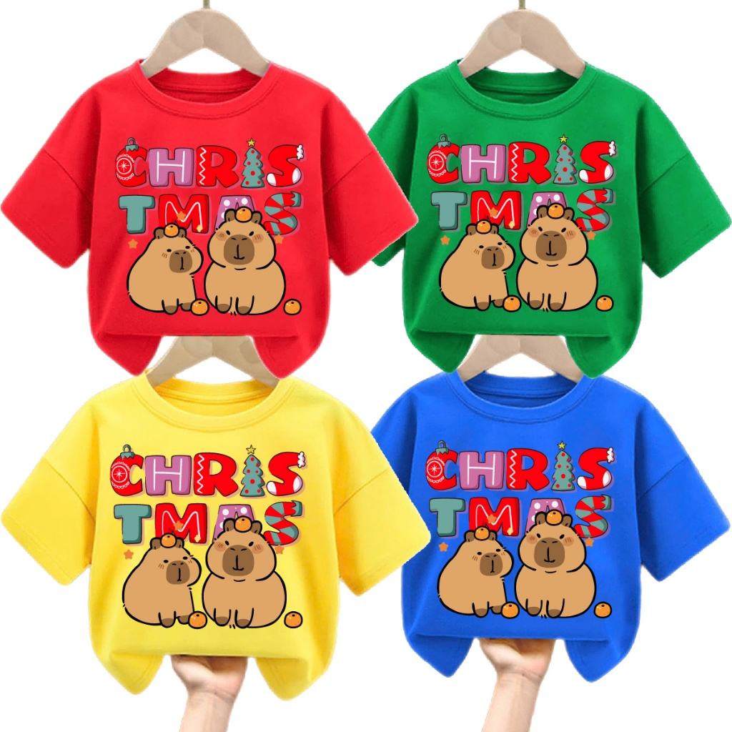Combo 3 capybara chris tmas เสื้อยืดสําหรับเด็กชายและเด็กหญิง 6kg-32kg.ALBB17 -MT