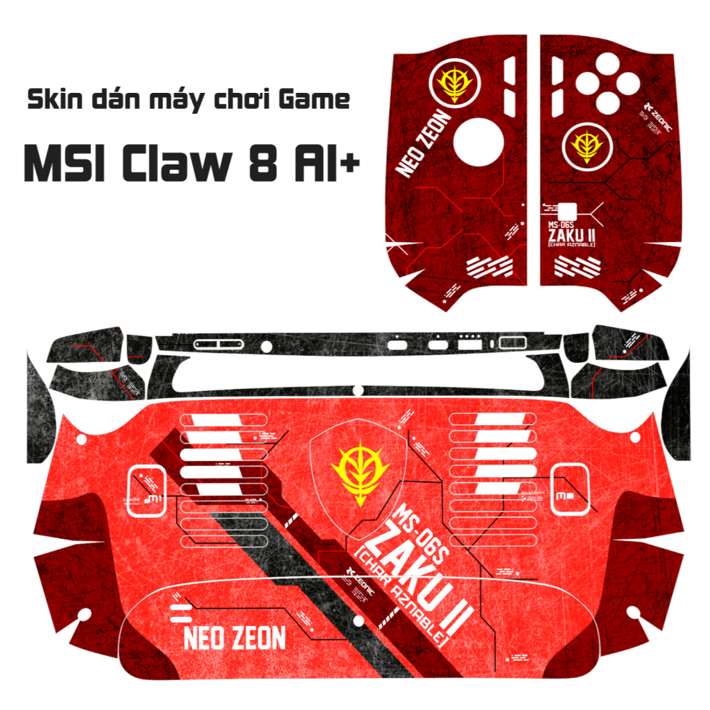 สติ๊กเกอร์ผิว MSI Claw 8 AI+ โมเดลกันดั้มสีแดง | ฟิล์ม 3M | สติกเกอร์ผิวสําหรับเกมคอนโซล