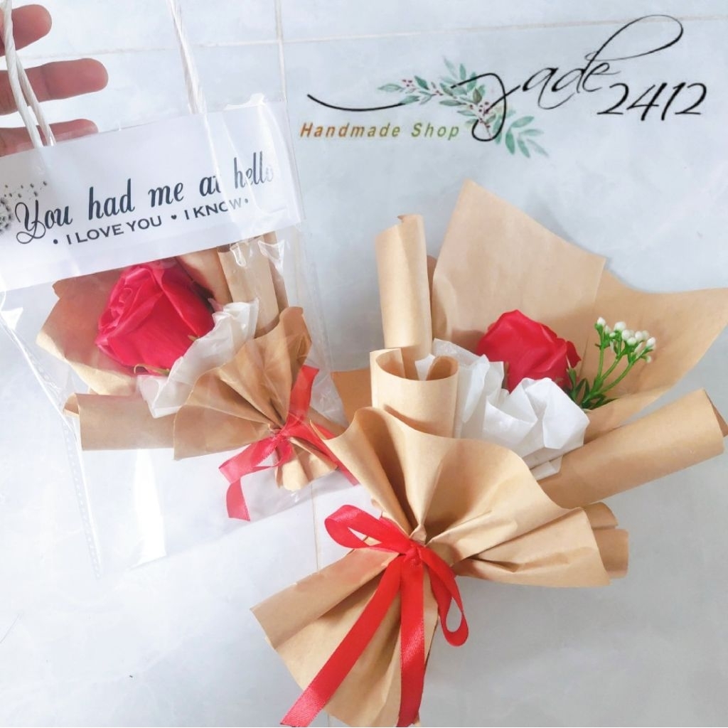 [รวมกระเป๋า การ์ด] MINI WAX FLOWER 1 KRAFT PAPER FLOWER
