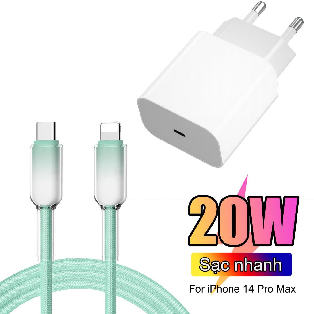 20W Type C Fast Charger สําหรับ iPhone 14 13 12 11 Pro Max XR XS 7 8 Plus Type C ถึง L ถักสายเคเบิลข