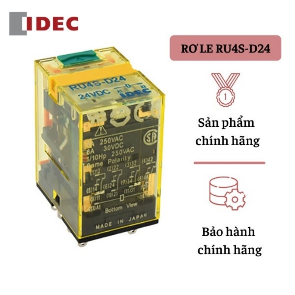 รีเลย์กลาง 24vdc IDEC RU4S-NF-D24 24vdc 6A 14 พิน