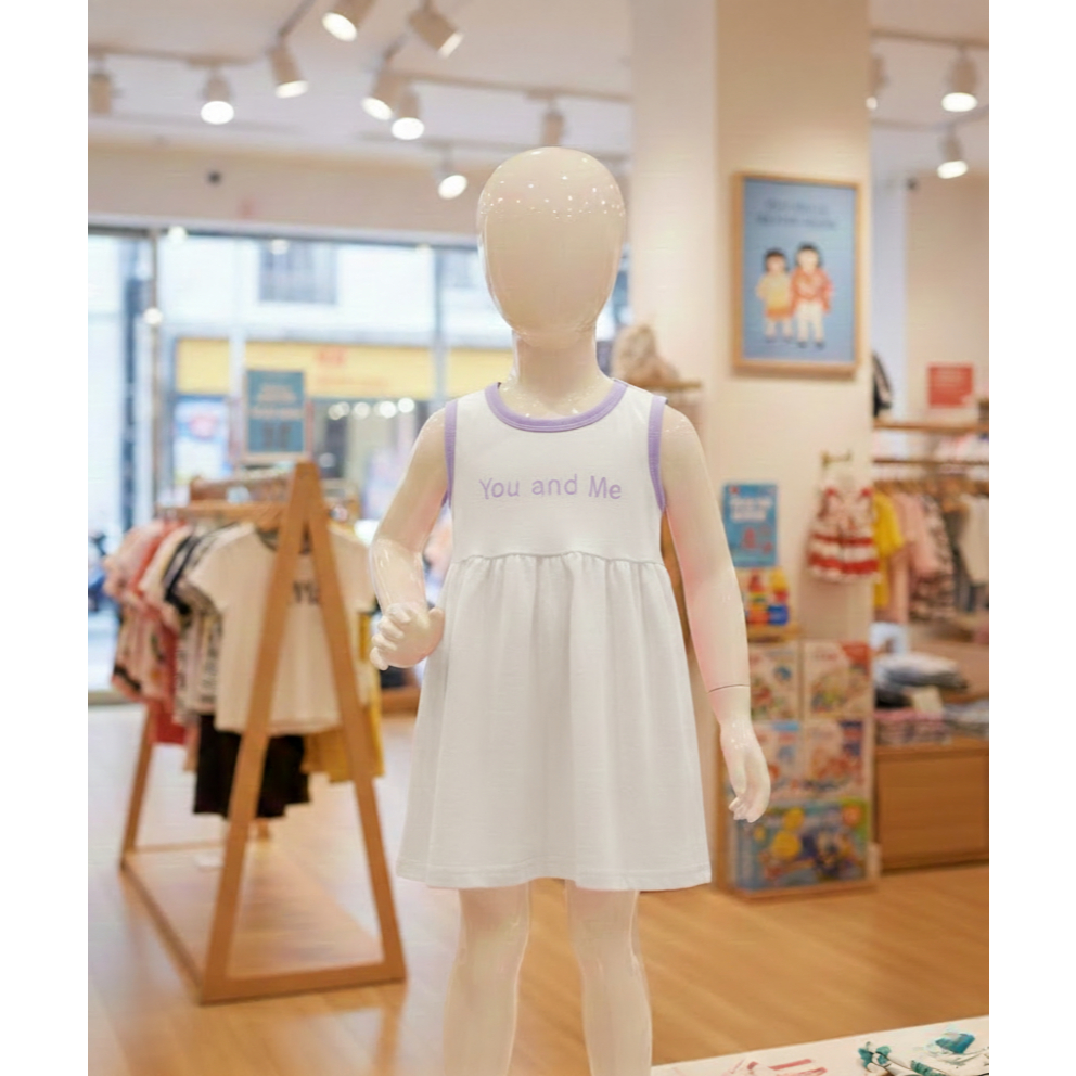 You and me ชุดเดรสเสื้อกล้าม COTTON ยืด 4 ทางของเด็กผู้หญิง KMART KM01