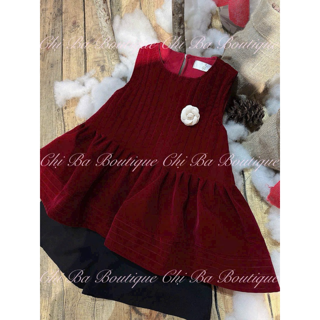 บีบีดี เสื้อพลีทกํามะหยี่สีแดง+สั้น ชุดเซ็ทพร้อมดอกไม้ - รูปที่ 5