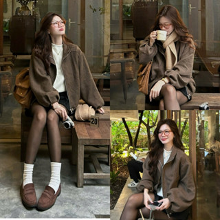 (OLDSCHOOL PHOTO) BOMIU JACKET เสื้อบอมเบอร์คอเต่าแขนกระดิ่ง