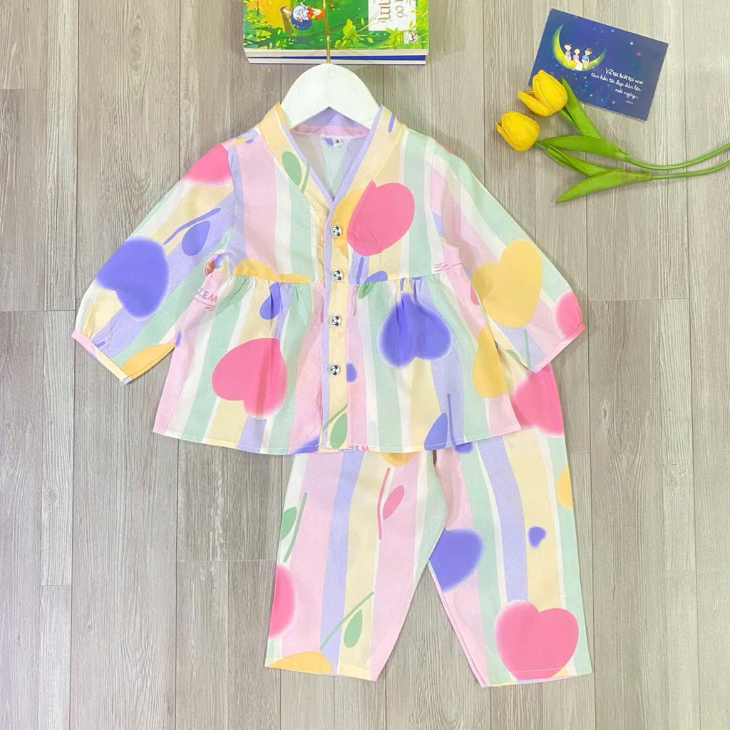 9-30kg GIRLS ชุด tole/ผ้าลินิน Y-NECKLACE เสื้อเชิ้ตแขนยาวและกางเกงขายาว