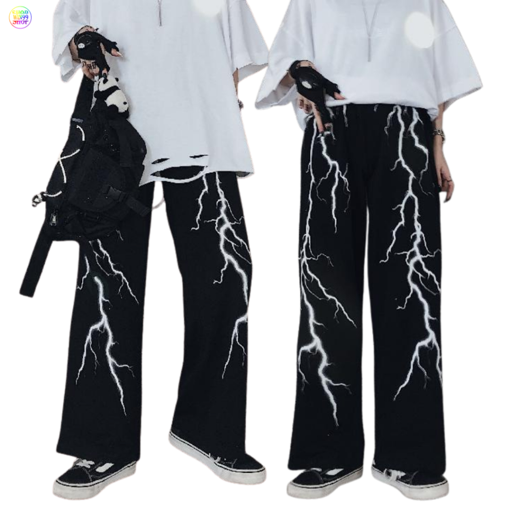 กางเกงจ็อกเกอร์ใหม่ 2026 พิมพ์ลาย Lightning Ulzzang สไตล์ฮิปฮอป - win99 K1