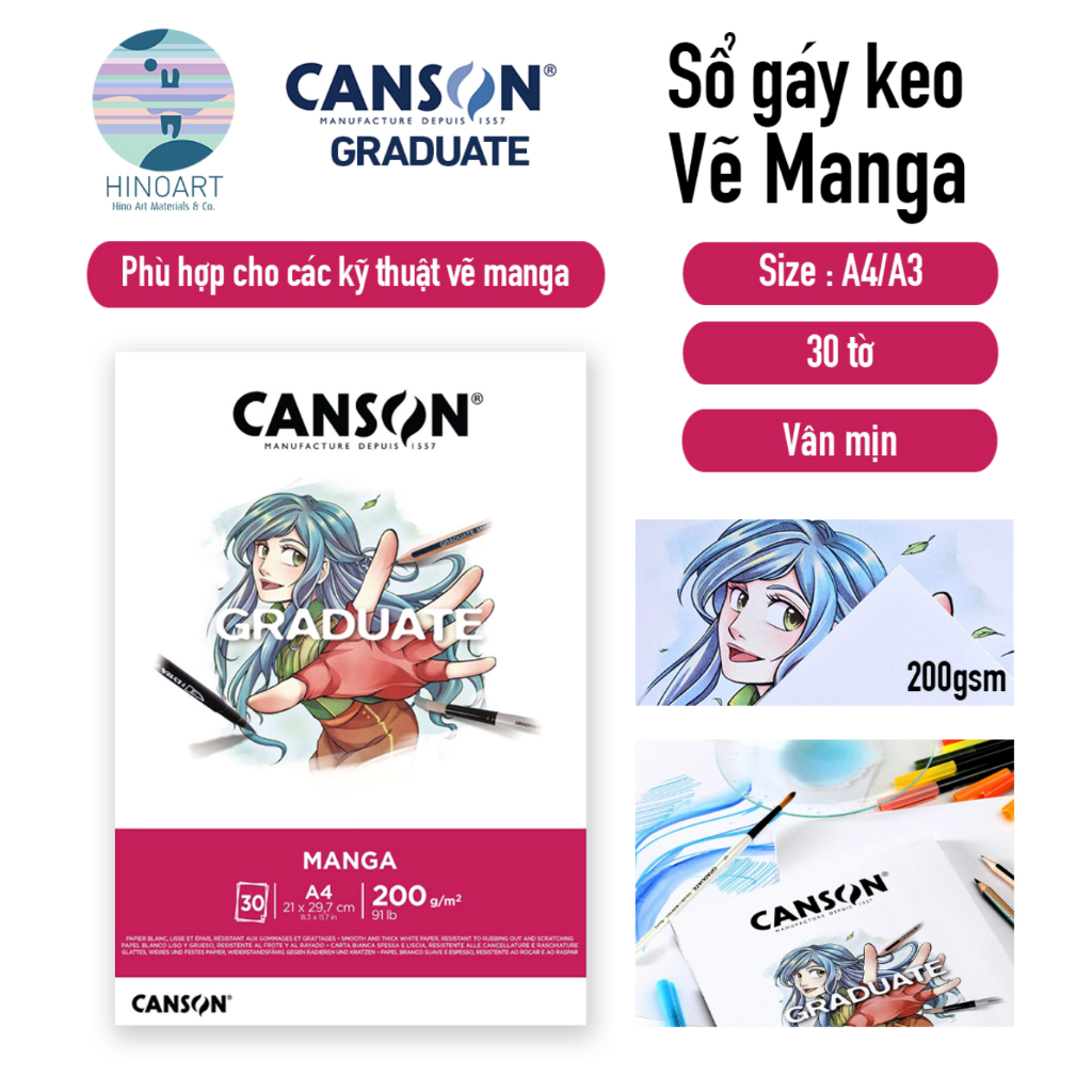 หนังสือการ์ตูน CANSON GRADUATE MANGA - สันกาว - 70/200gsm - A4/A3 - 30/50 แผ่น