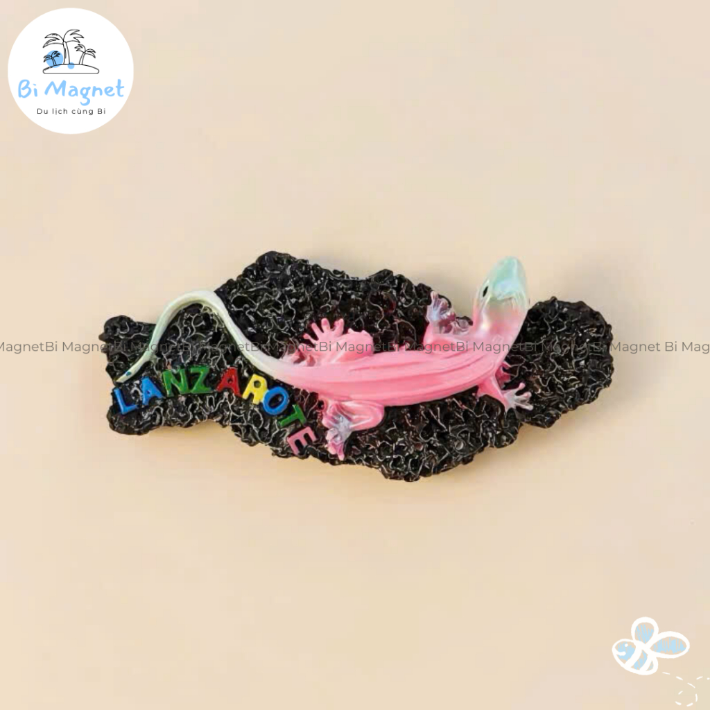 [AVAILABLE] แม่เหล็กตู้เย็นสติ๊กเกอร์เรซิ่น Lanzarote Island Lizard ตกแต่งห้องครัวของที่ระลึกการเดิน