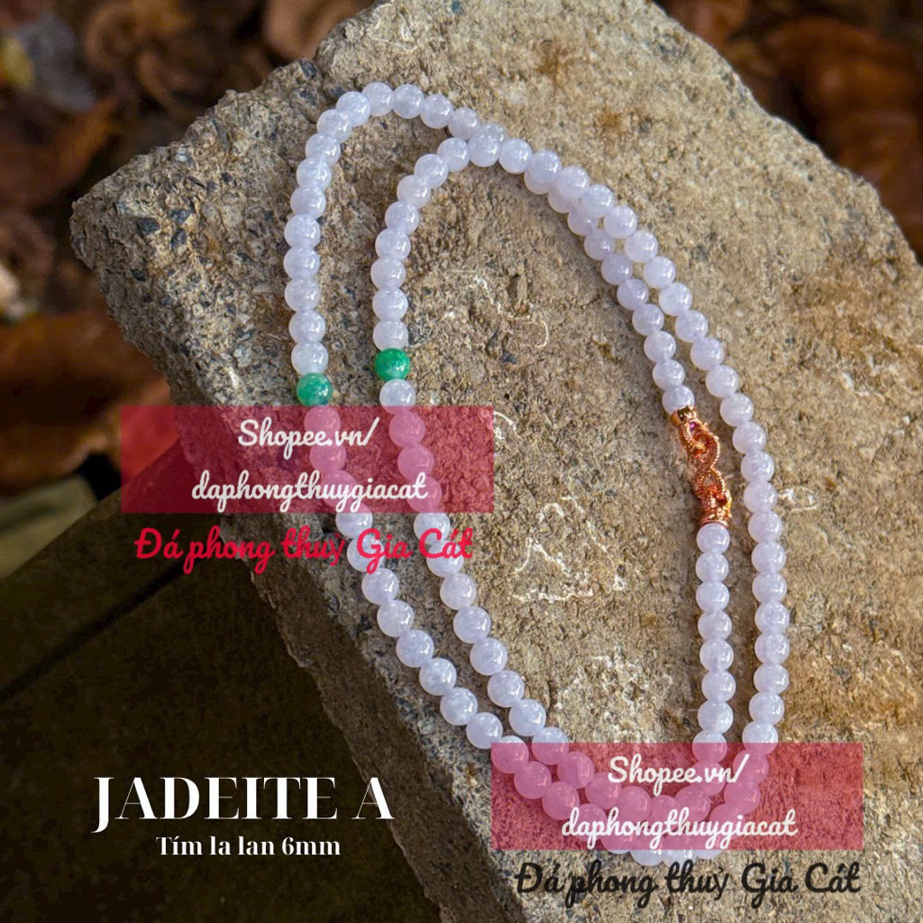 Jadite สร้อยคอหินอ่อนสีม่วงสีเทาขนาด 5,5mm Svip Inspected Goods