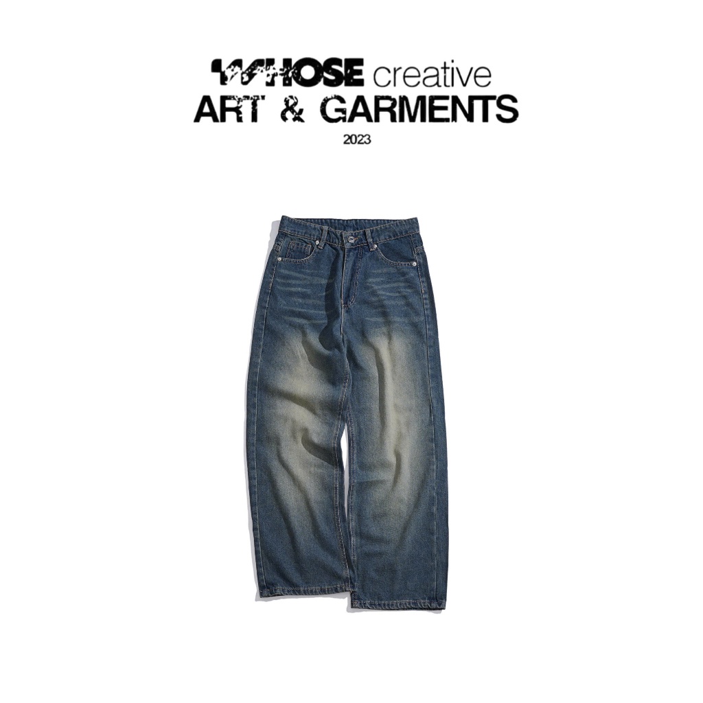 SLATE WIDE STRAIGHT JEANS WHOSE - Whes Studio 1798 กางเกงยีนส์ขาตรง