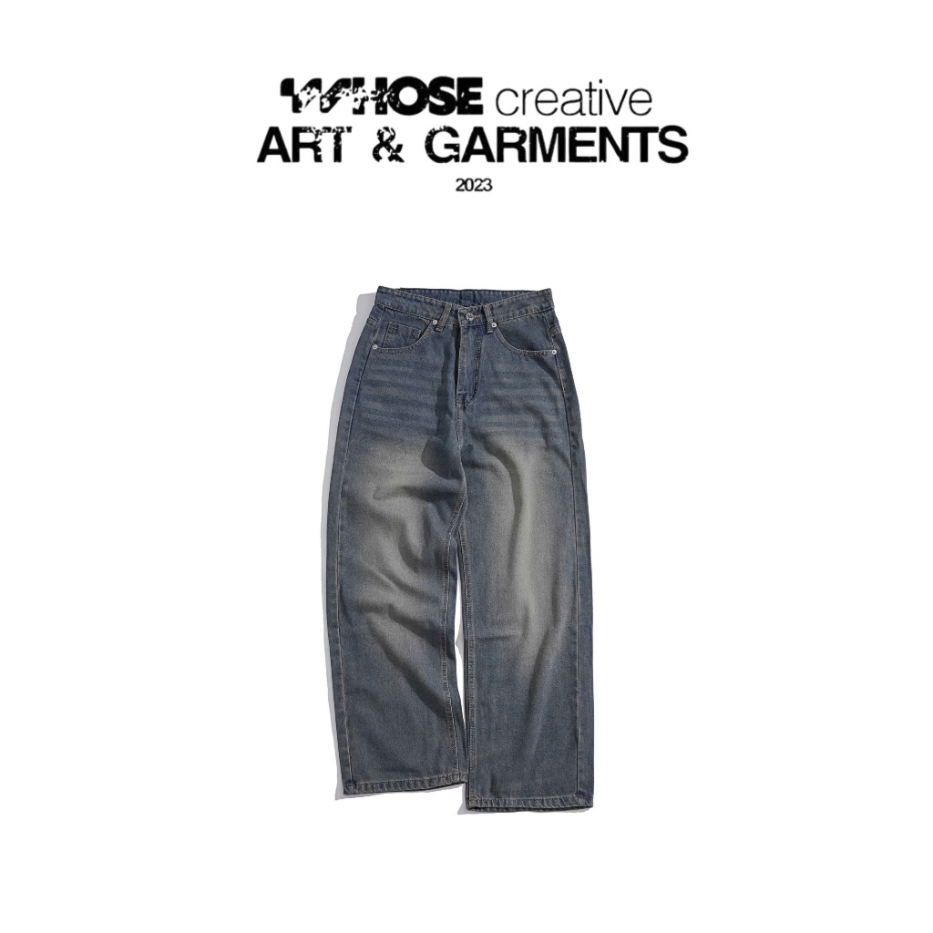 STEEL DENIM WIDE STRAIGHT JEANS WHOSE - Whes Studio 1796 กางเกงยีนส์ขา STRAIGHT