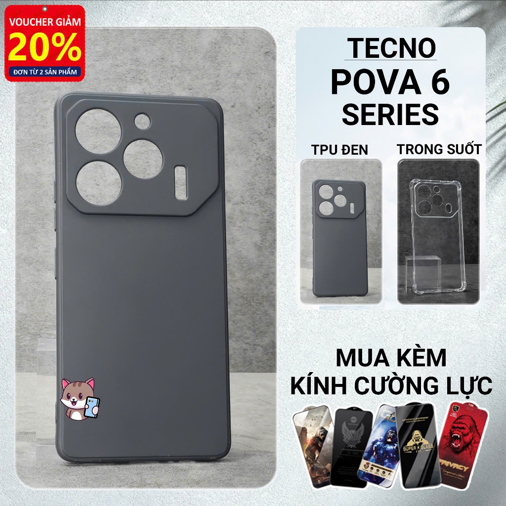 Tecno Pova 6, 6 Neo, 6 pro Meocase เคส tpu สีดําล้วน | เคสโทรศัพท์แบบยืดหยุ่นของ Pova ให้การป้องกันก