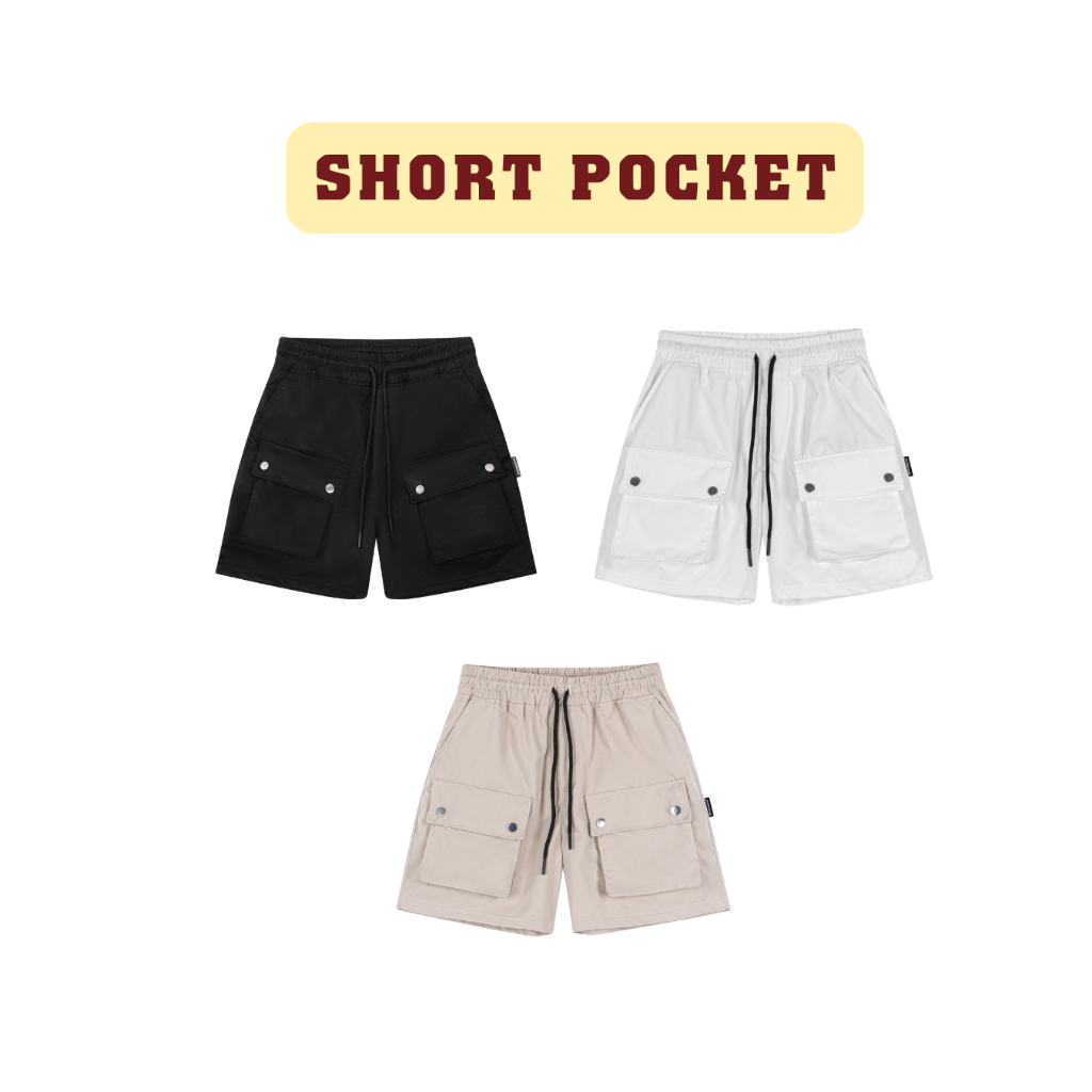 SAIGONESE Pocket Shorts กางเกงขาสั้นคาร์โก้สําหรับผู้ชายและผู้หญิง - QS02SG