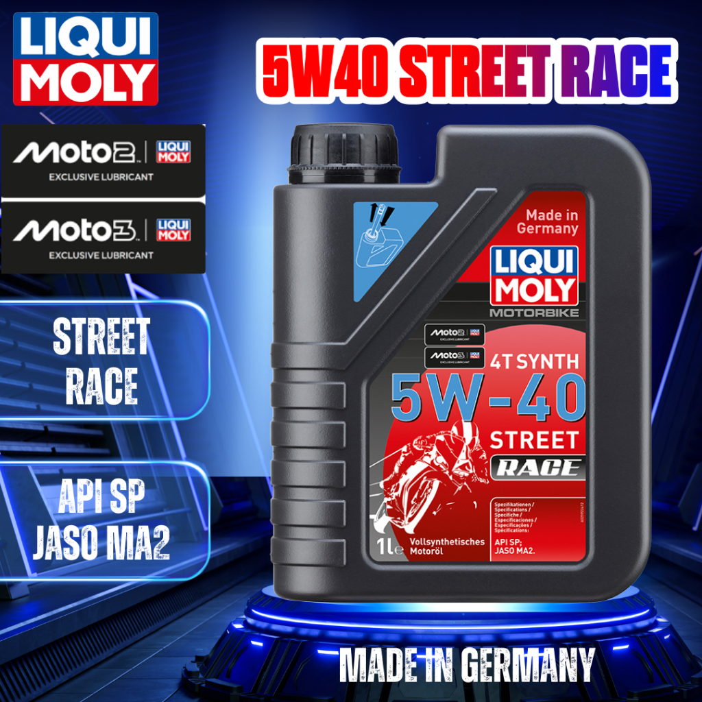 น้ํามันพรีเมี่ยม 4T 5W40 Street Race LIQUI MOLY 1 ลิตร รหัสญี่ปุ่น 1750 API SP เฉพาะสําหรับ Moto2, M
