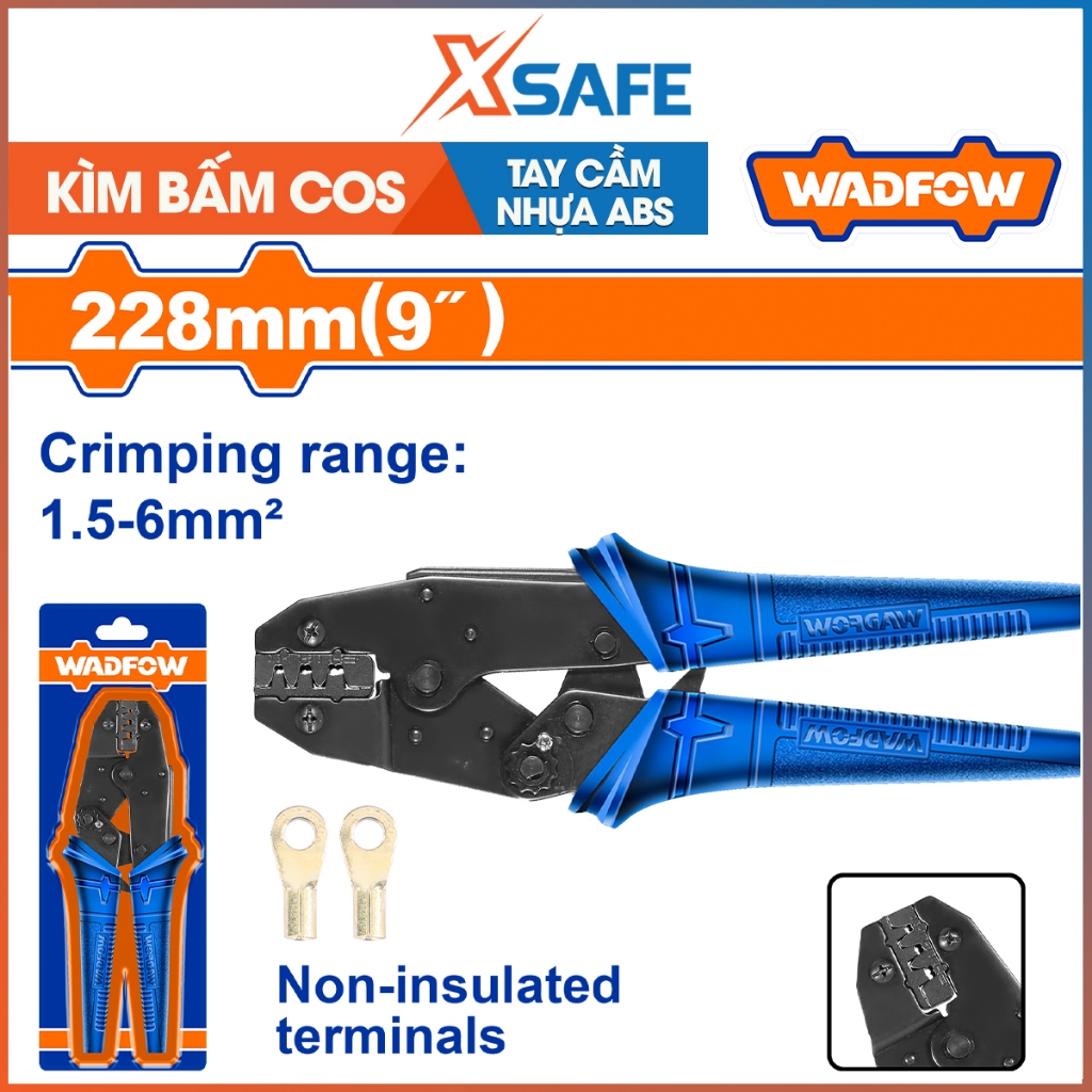 WADFOW WCP2609 cos คีมกด 1.5–6mm2 ยาว 9 นิ้ว ด้ามจับพลาสติก ABS ยึดแน่น ของแท้