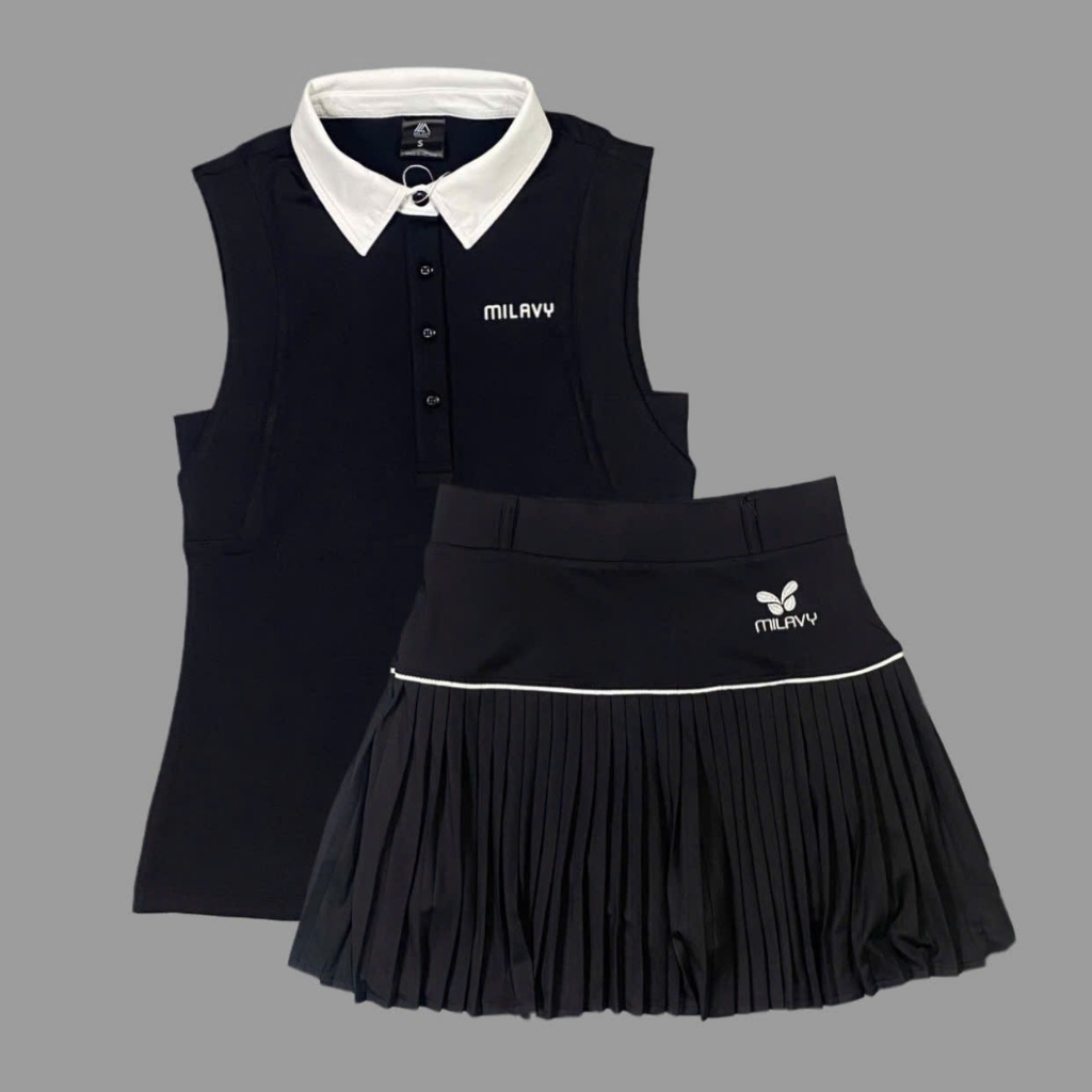 VML10 กระโปรงกีฬาจับจีบพร้อมเสื้อกล้ามคอเต่า MILAY AML15 สําหรับ Pickleball, แบดมินตัน, เทนนิส
