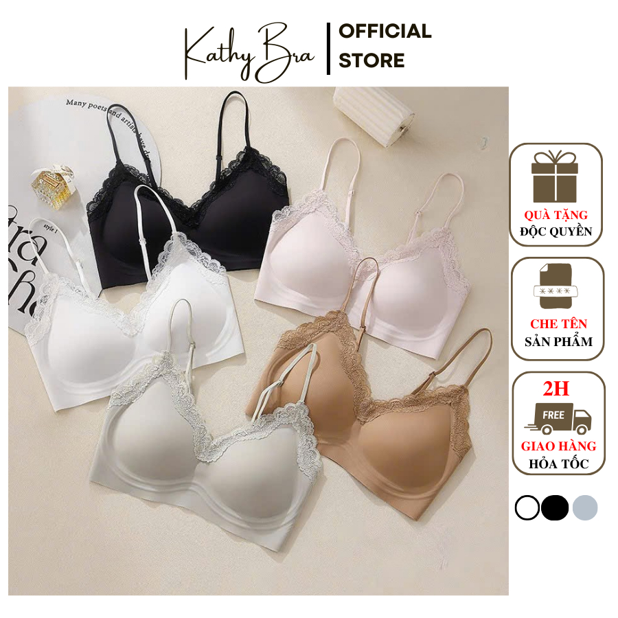 A84 [BACK SIZE] KATHY BRA บราลูกไม้บุนวมบางไม่มีขอบแผงหลังใหญ่ไม่มีขอบ