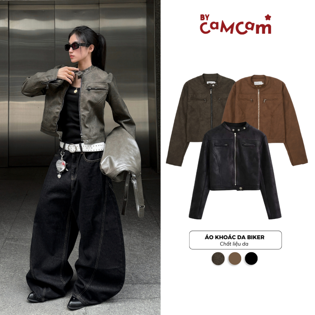 เสื้อแจ็คเก็ตหนัง นักขี่จักรยาน สั้น แฟชั่นสตรี AKHD047