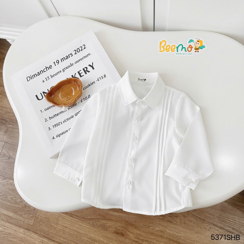 บีโม เสื้อคอปกเยอรมันจับจีบจับจีบจับจีบสําหรับเด็กผู้ชายใส่ไปโรงเรียนและออกไปข้างนอก9-24กิโลกรัม 537