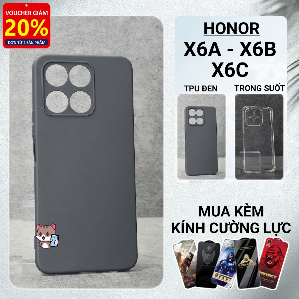 Honor X6b, X6a, X6c Meocase เคส tpu สีดําล้วน | ให้เกียรติ เคสโทรศัพท์แบบยืดหยุ่นให้การป้องกันกล้องโ