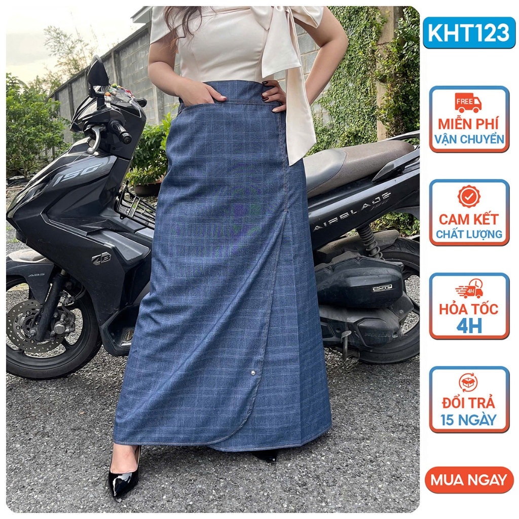 เดรสกันแดดผ่า KHT123 ผ้าคอตตอนเนื้อเย็น ทูล มีกระดุมขา เอวยางยืด 3 ปุ่มคงที่