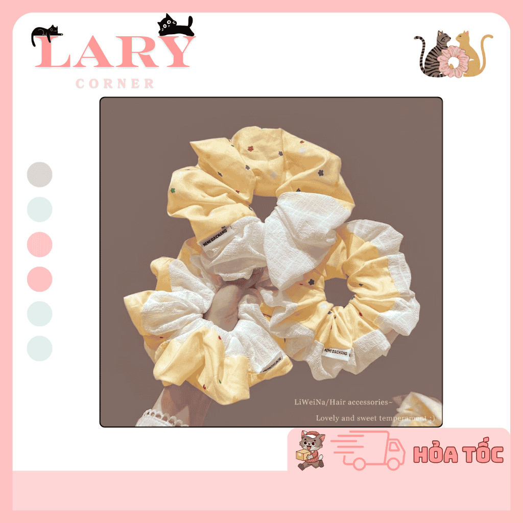 Star Polka Dot Scrunchies Mixed Gold and White - Maruko Bun/Finne Ponytail