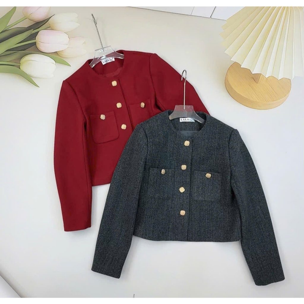 ชุดราตรีอัดคอกลมมีกระเป๋าอก2ช่องกระดุมทองแดงรหัส4589ก