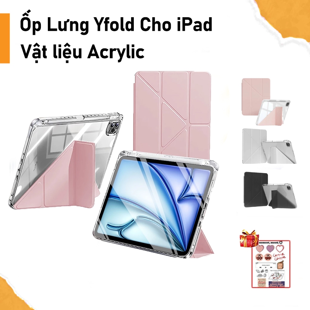 ซองหนัง IPad รูปตัว Y สําหรับ iPad Gen10/Gen11 ฝาหลังอะคริลิคโปร่งใสด้านหลังสําหรับ iPad Air4/5/6/7 