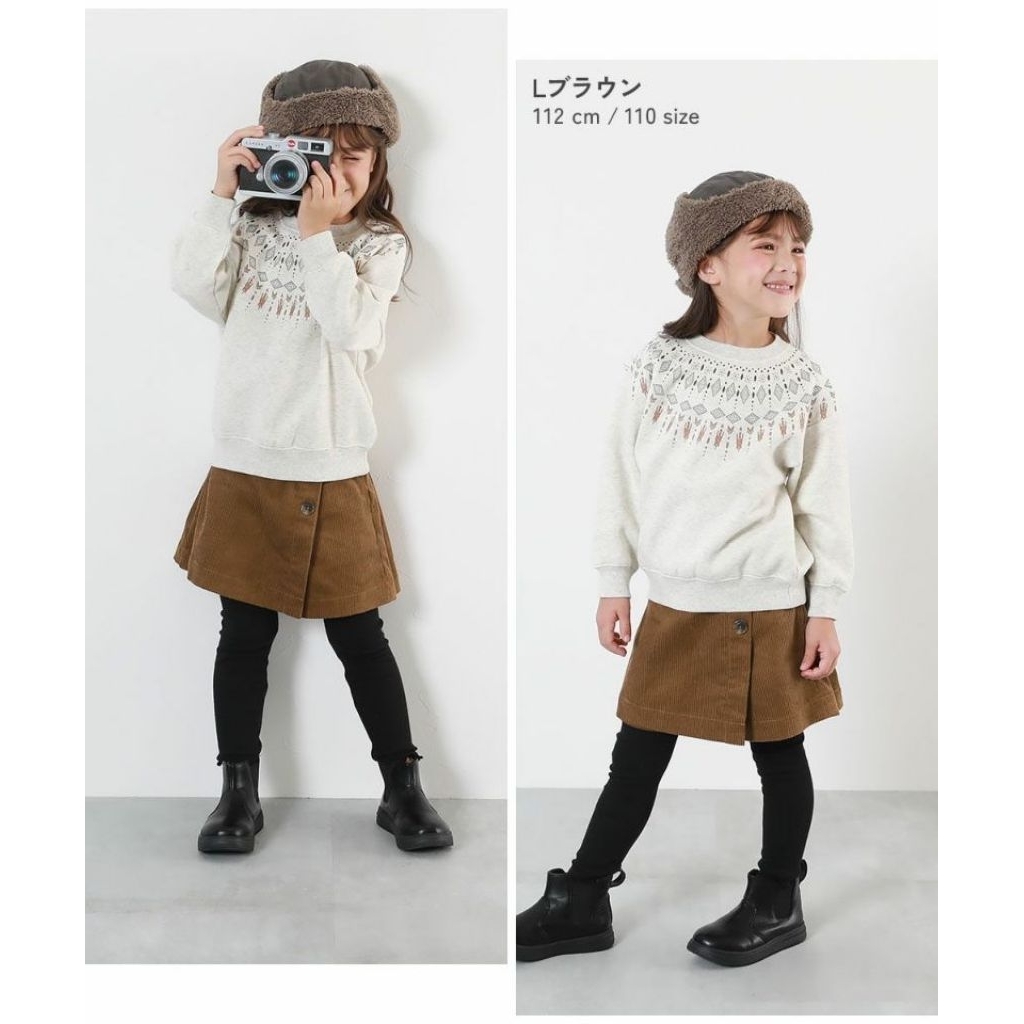 [sz150] กางเกงกระโปรงผ้ากํามะหยี่เด็กผู้หญิงญี่ปุ่น Uni...