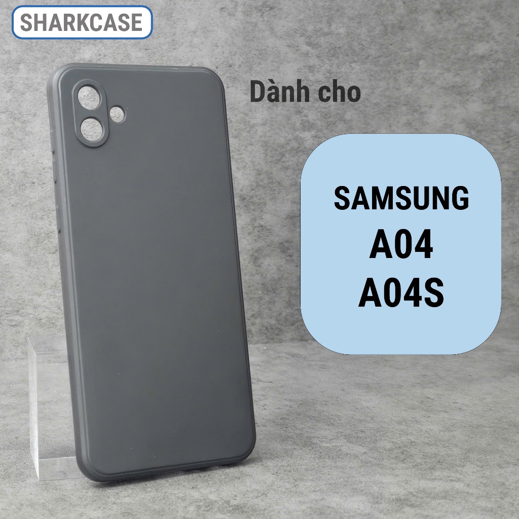 เคส Samsung A04, A04S ขอบสี่เหลี่ยม, ป้องกันสีส้มพลาสติกคุณภาพสูง I ss shark case ฝาหลังโทรศัพท์