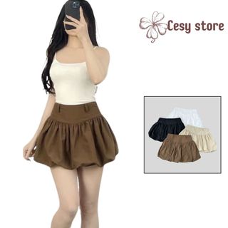 Chân váy bí Cesy, chân váy cạp cao xoè bồng hai lớp chất liệu vải gió nhăn 385
