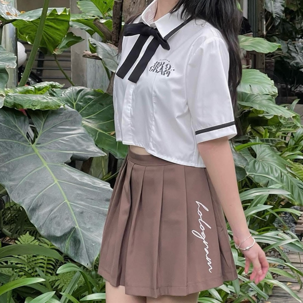 สไตล์ Asian เด็กนักเรียน Hologram tennis short SKIRT, HOLO SKIRT/BROWN