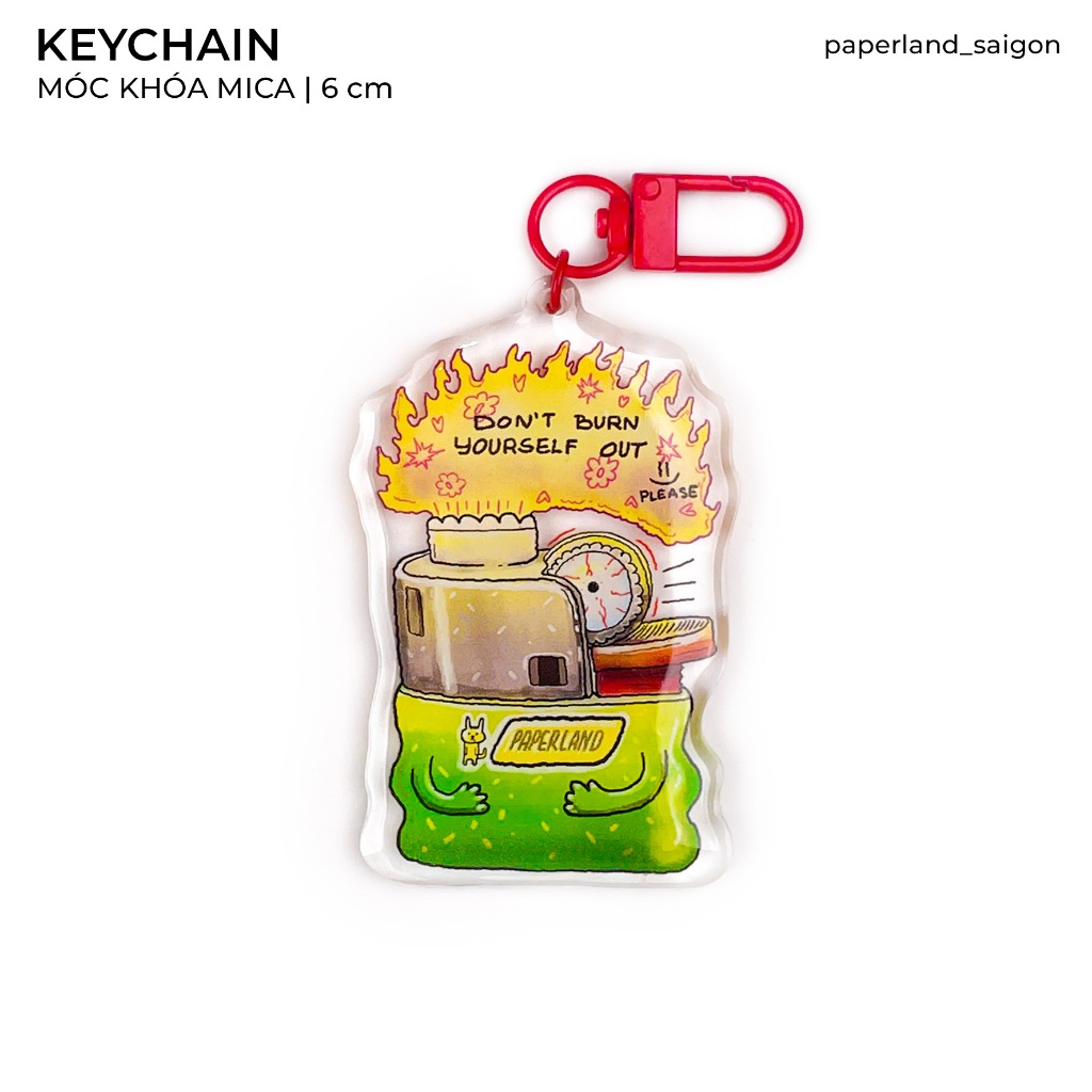 พวงกุญแจ | พวงกุญแจ DONT เบิร์นตัวเอง | 6ซม | งานศิลปะ Paperland