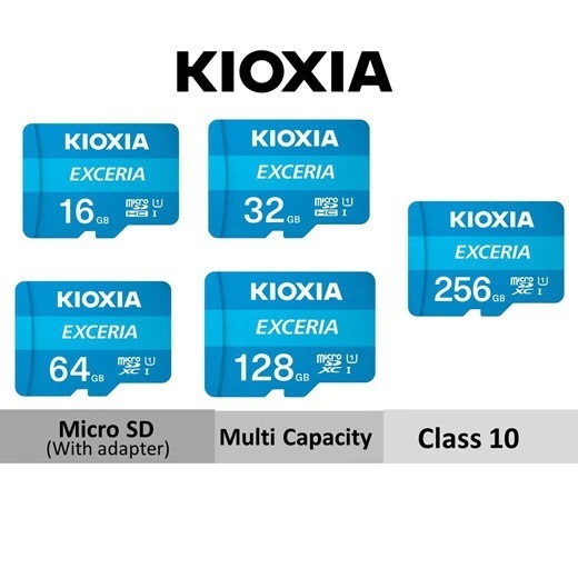 การ์ดหน่วยความจํา Kioxia Micro SD Class 10, UHS Speed Class 1 100 MB/s