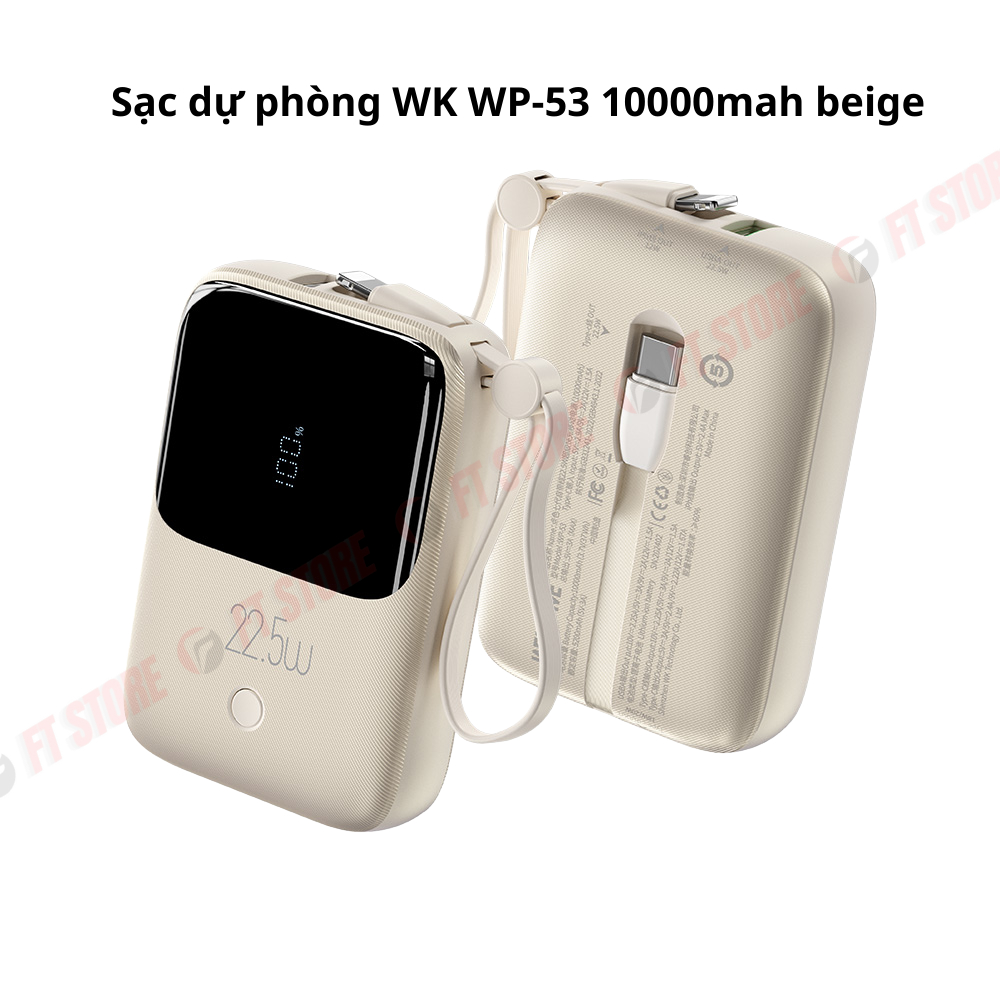 หูฟัง Wekome เครื่องชาร์จ พาวเวอร์แบงค์ ความจุ 10000mAh/20000mAh สายเคเบิลประสิทธิภาพสูงแบบบูรณาการ 