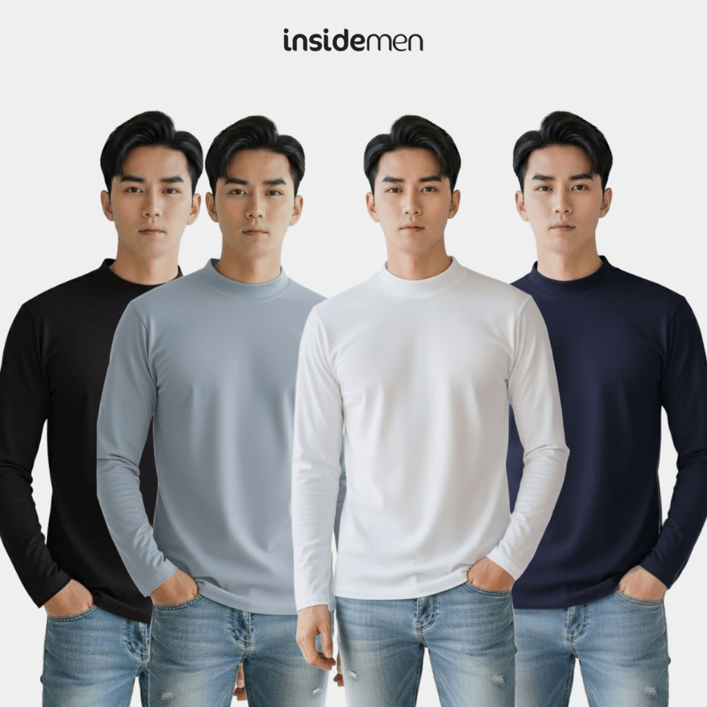 Insidemen เสื้อกันความร้อนแขนยาวคอเต่าธรรมดา วัสดุ Soft and Warm ILT026EDP01